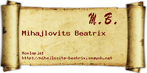 Mihajlovits Beatrix névjegykártya
